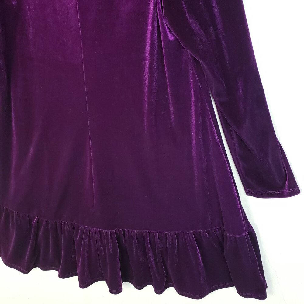 Taylor Velvet Trapeze Dress Purple Ruffled Whimsigoth Victorian Boho size 12 - Picture 12 of 14